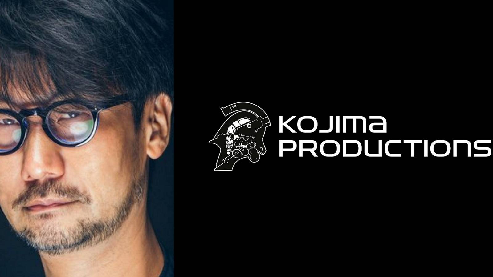Image of Hideo Kojima next to the Kojima Productions logo.