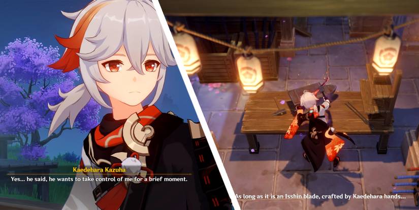 kazuha fixing the sword in genshin impact