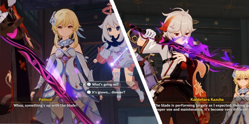 kazuha talking to traveler in genshin impact