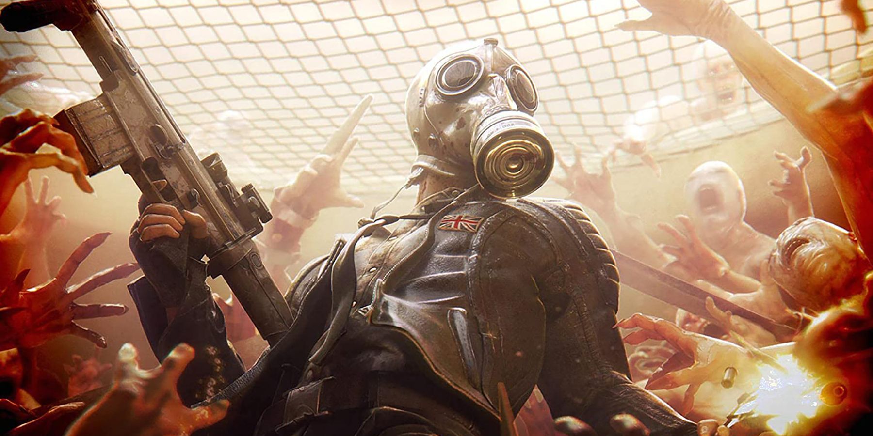 A character wearing a gas mask in Killing Floor 2