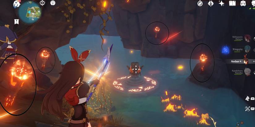 lighting the first monument with its 4 torches in genshin impact