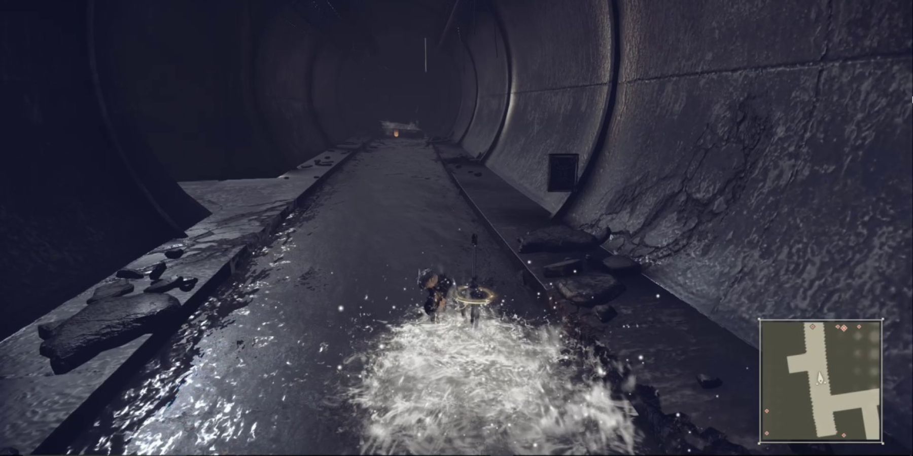 The Tunnels to the Flooded City in NieR Automata.