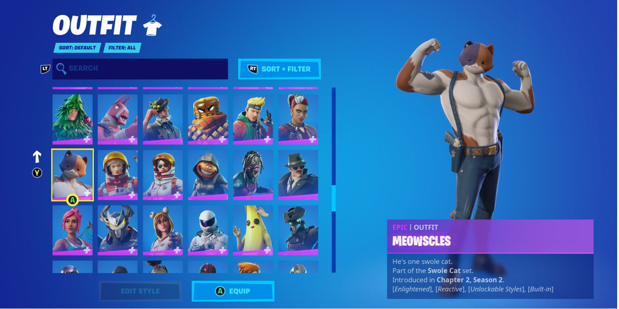 meowscles character skin flexing in fortnite