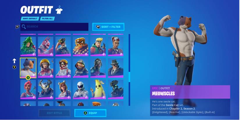 meowscles character skin flexing in fortnite