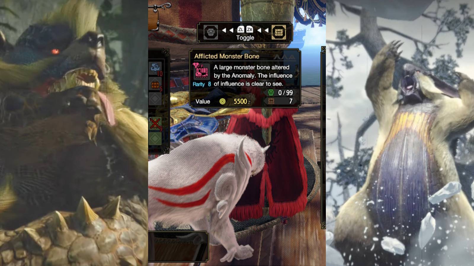 mh rise sunbreak afflicted monster bone lagombi arzuros