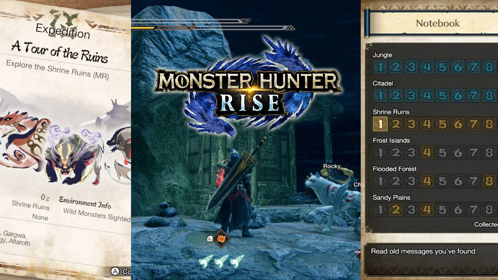 mh rise sunbreak shrine ruins relic records secret messages