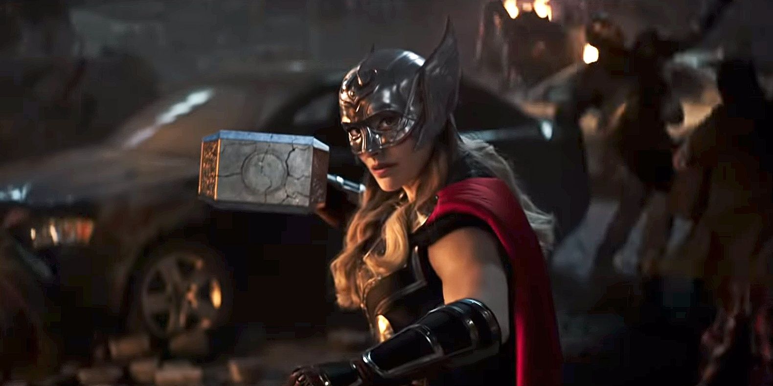 mighty thor wielding mjolnir