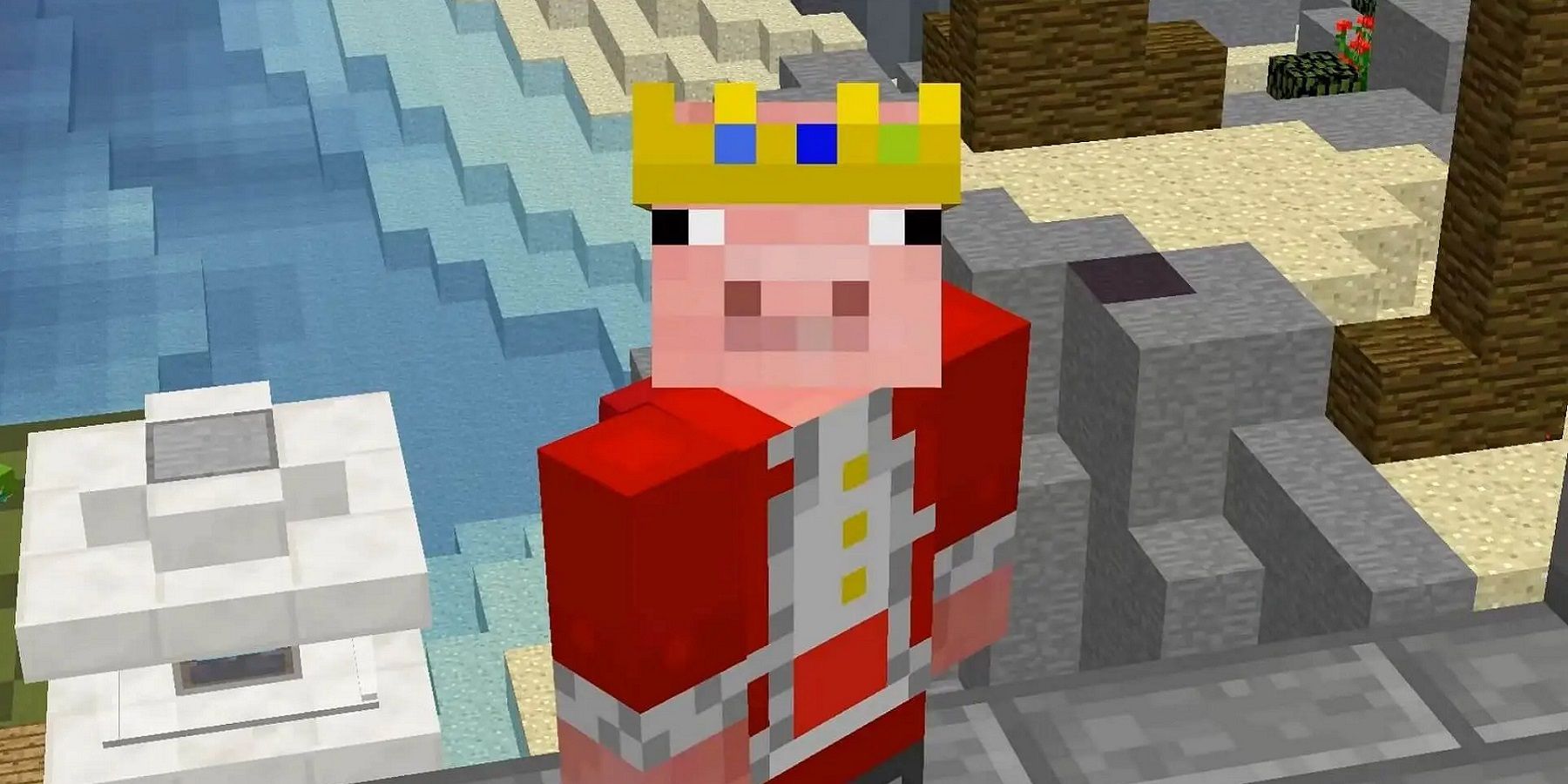 An image of Minecraft YouTuber Technoblade's trademark pig-like avatar.
