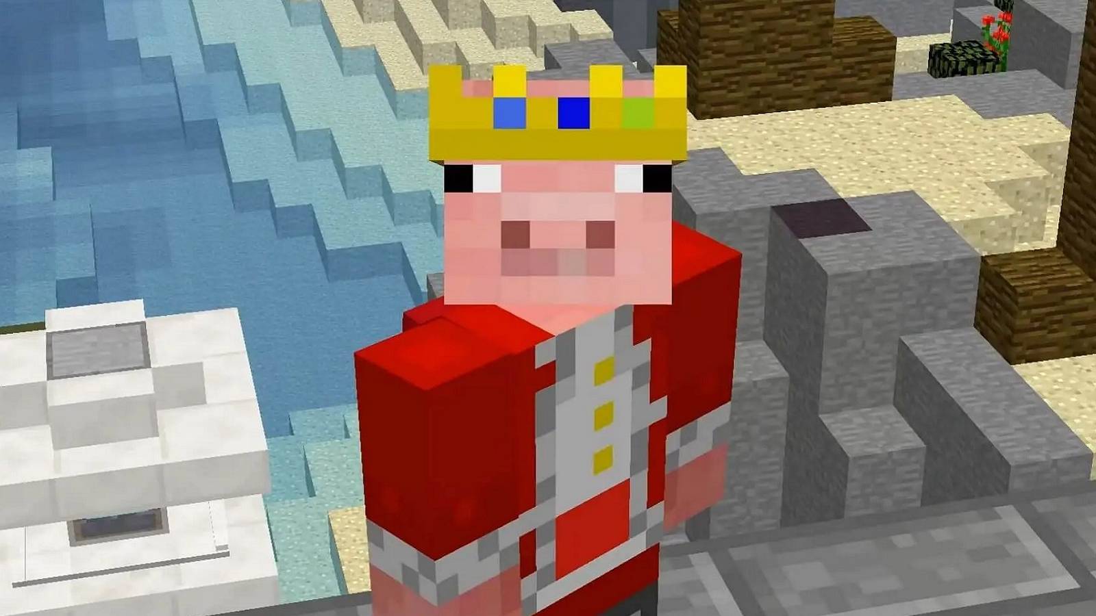 An image of Minecraft YouTuber Technoblade's trademark pig-like avatar.