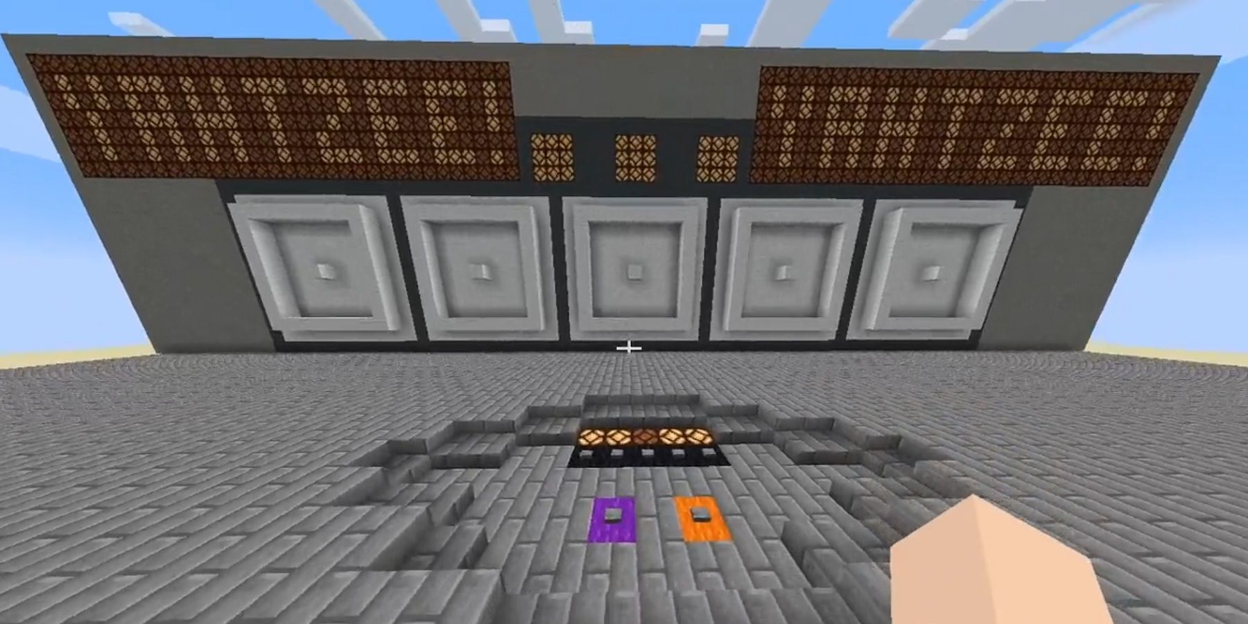 Image from Minecraft showing a Yahtzee game built using Redstone.