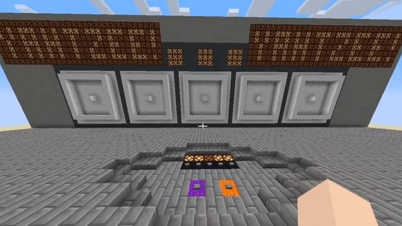 Image from Minecraft showing a Yahtzee game built using Redstone.