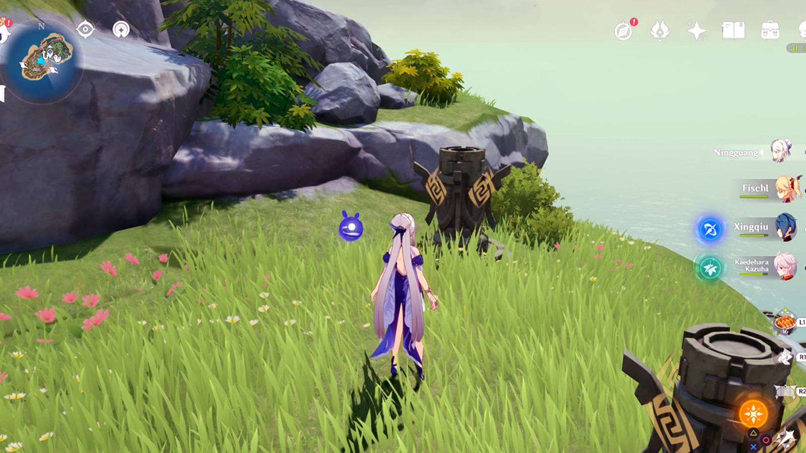 ninguang on a cliff in genshin impact