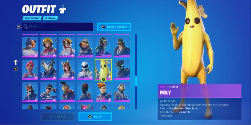 peely banana skin waving in fortnite