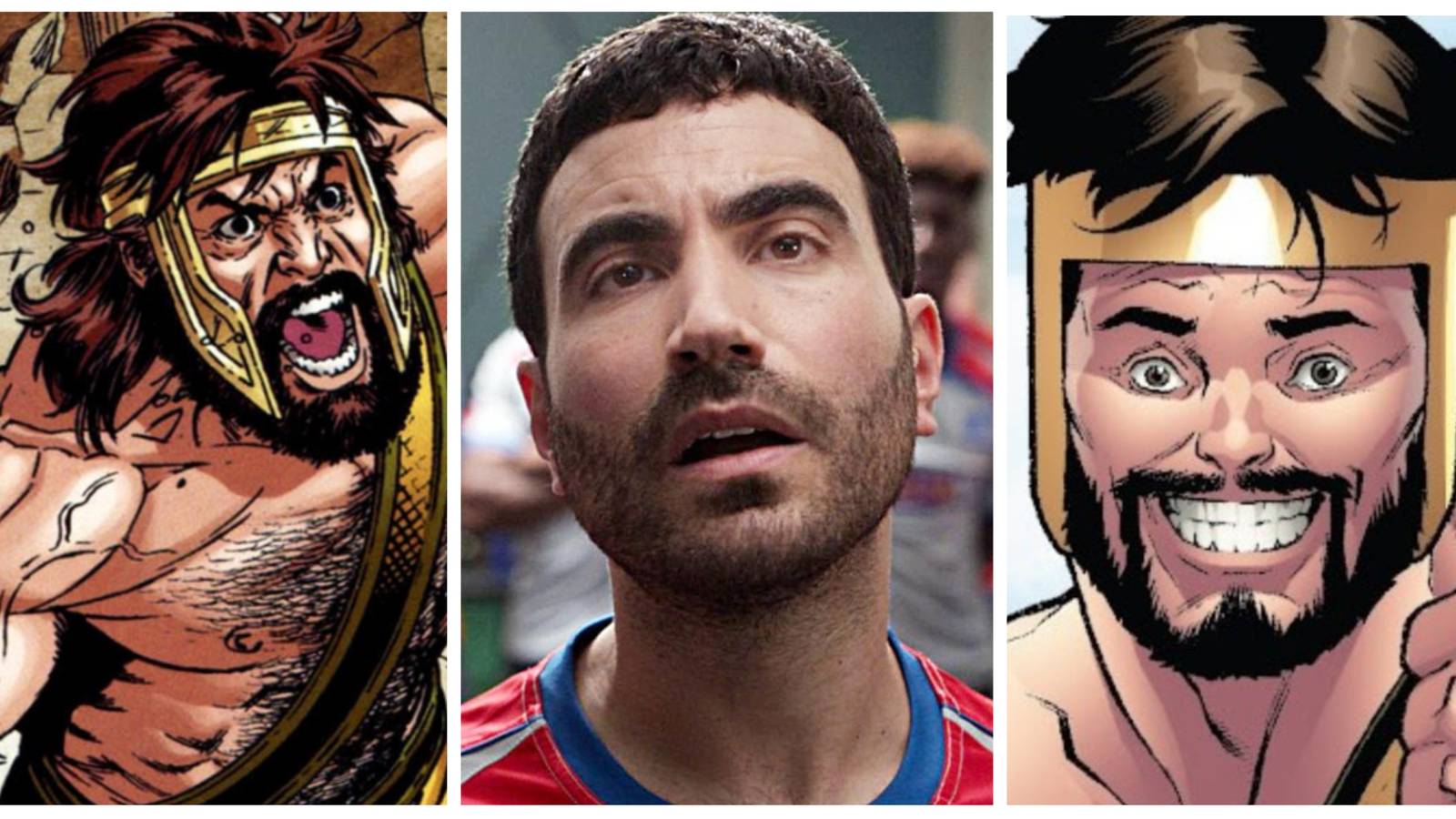 pictures of hercules from marvel and brett goldstein in a photo collage
