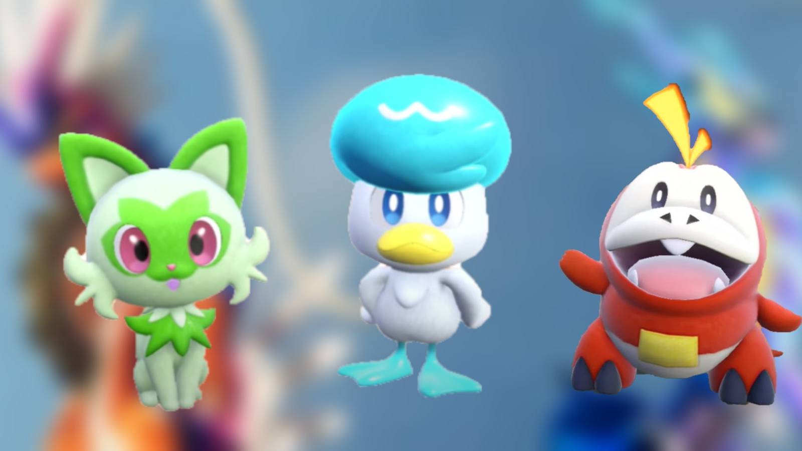 pokemon scarlet and violet official plushies starters sprigatito fuecoco quaxly plush gen 9 orchestral theme reveal pokemon center