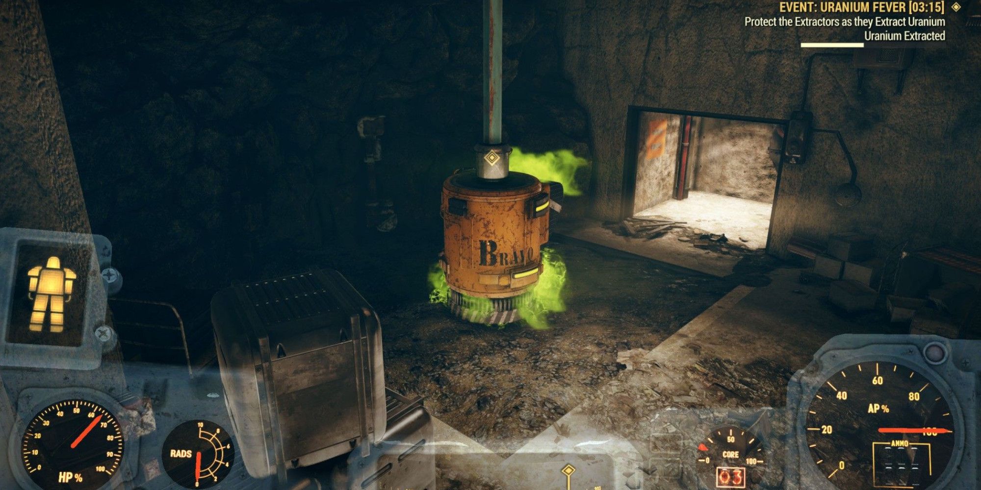 A uranium harvester in Fallout 76