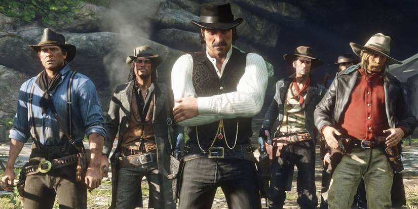 An image showing the Van der Linde gang from Red Dead Redmeption 2.