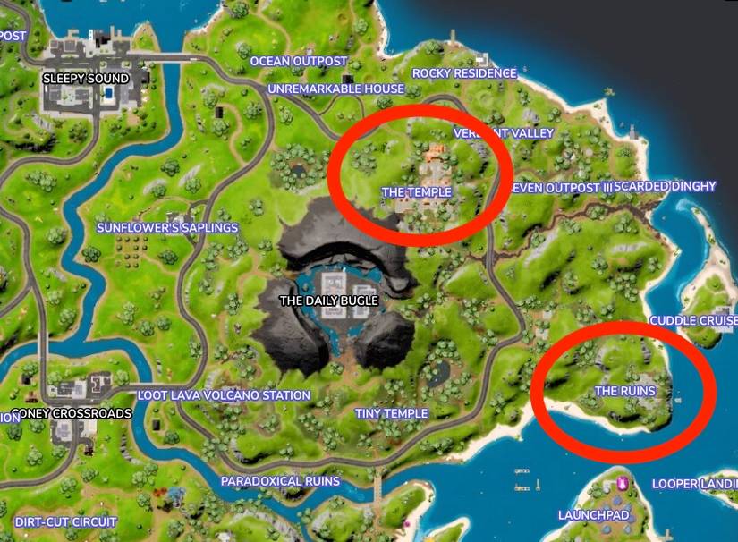 ruins temple fortnite season 3 locations