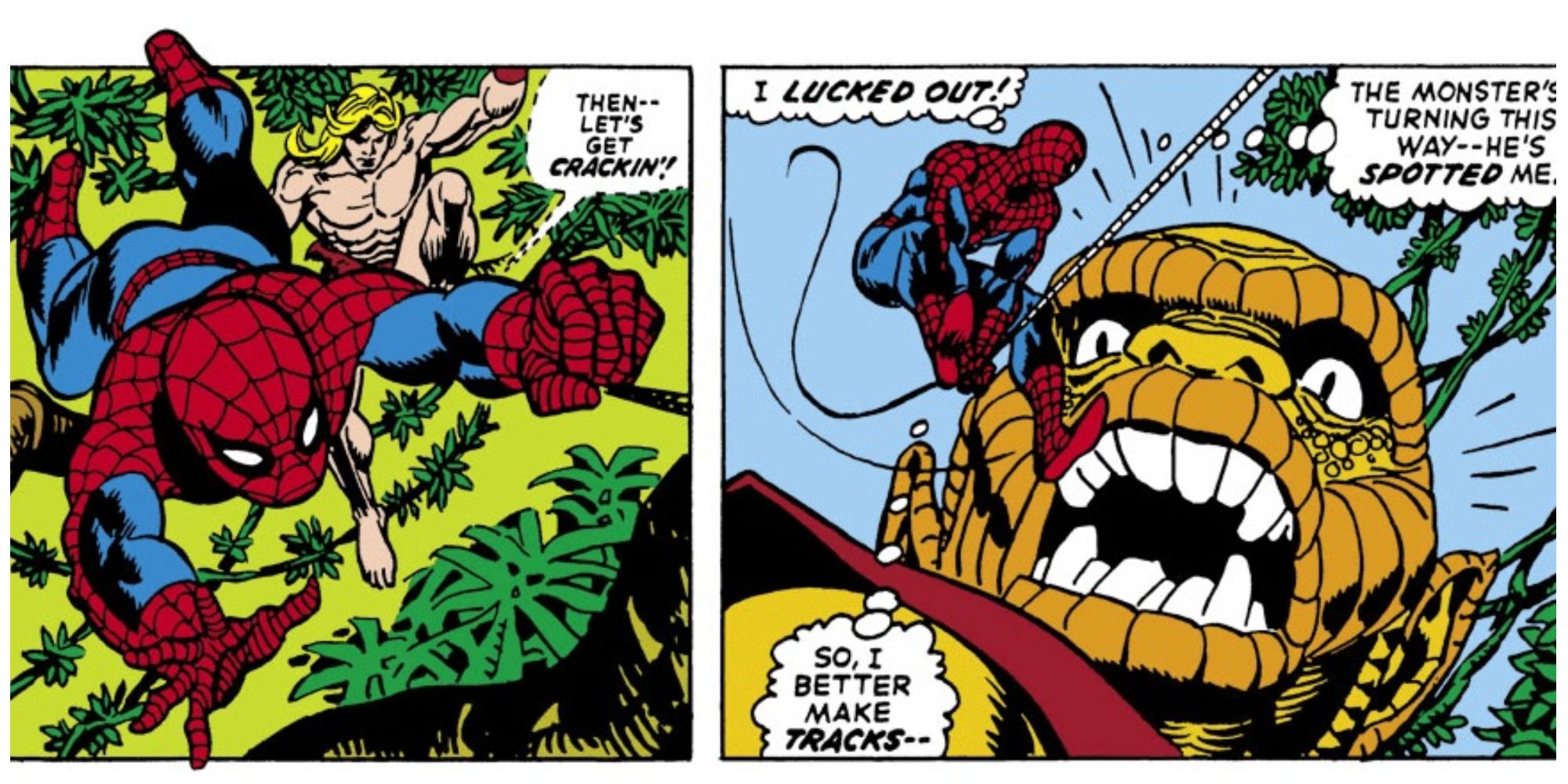 Spider-Man fighting a monster in the comic books