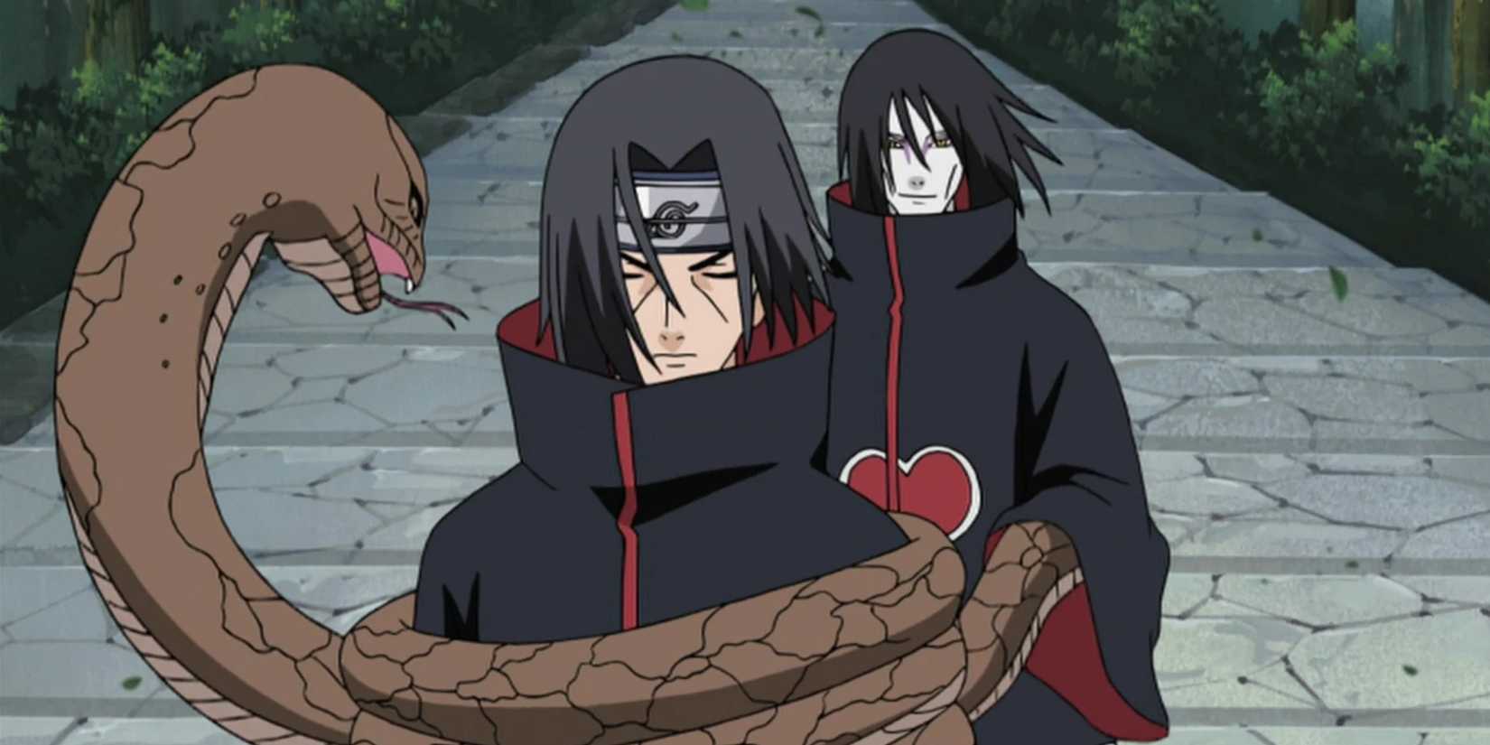 Orochimaru tries to take over Itachi's body in Naruto: Shippuden.