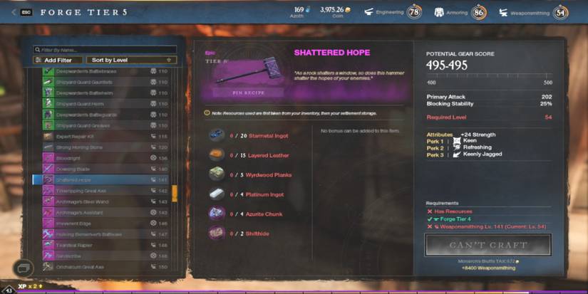 shattered hope hammer new world forge 