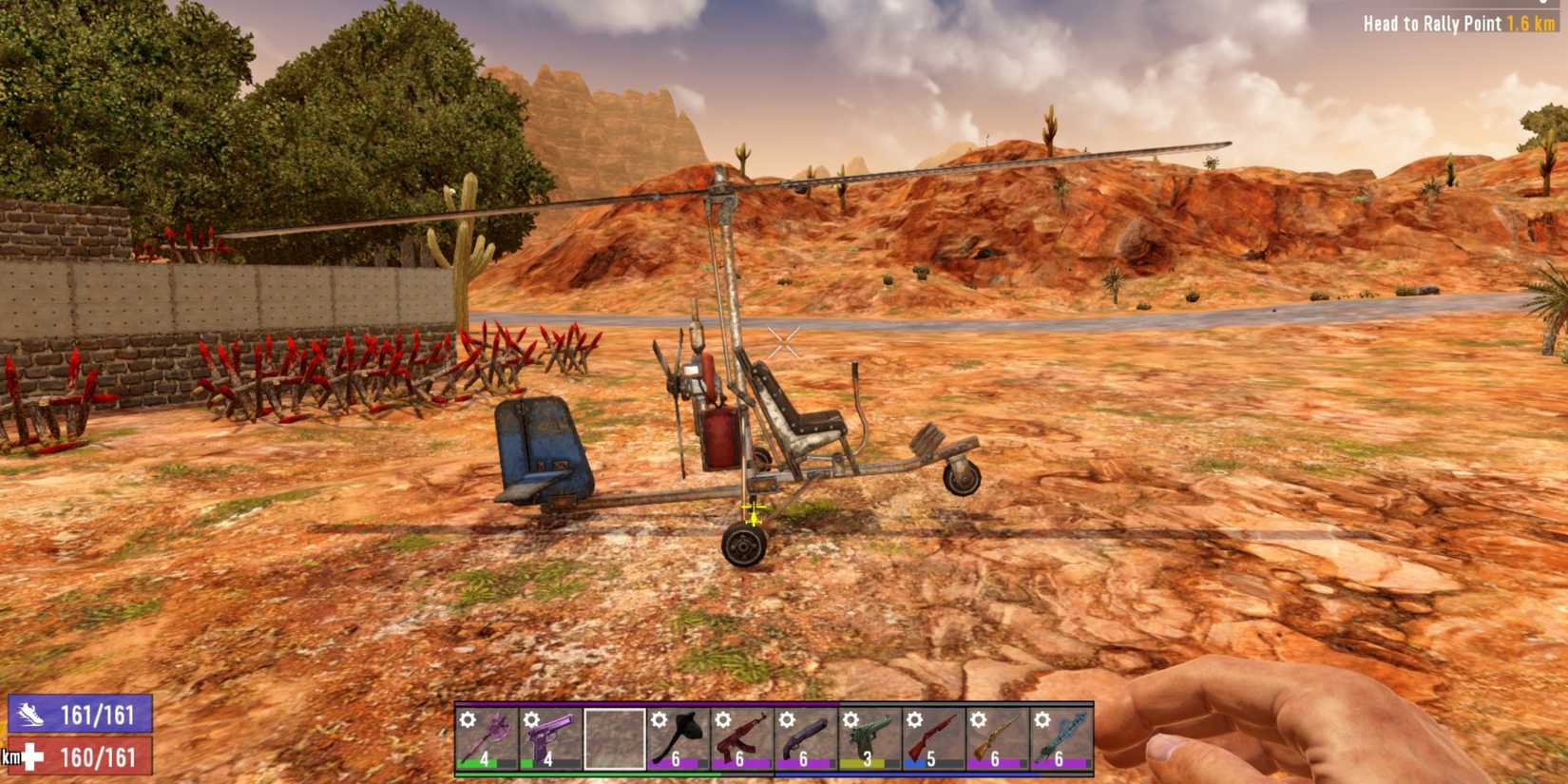 side view of gyrocopter in desert map in 7 Days to Die