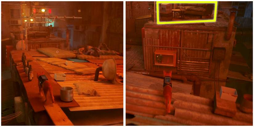 sleeping robot on the couch in stray