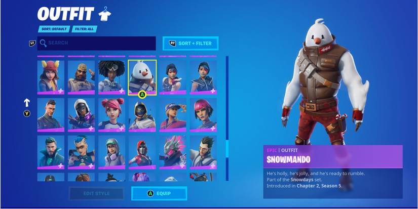 snowmando snowman character skin in fortnite
