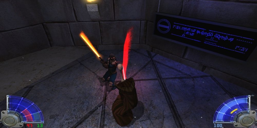 star wars duel against yellow and red saber