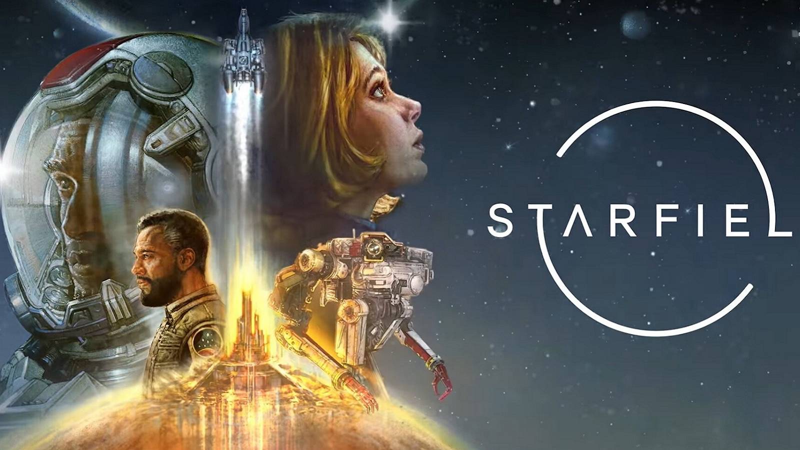 Cover art for Starfield showing a bunch of character's heads.