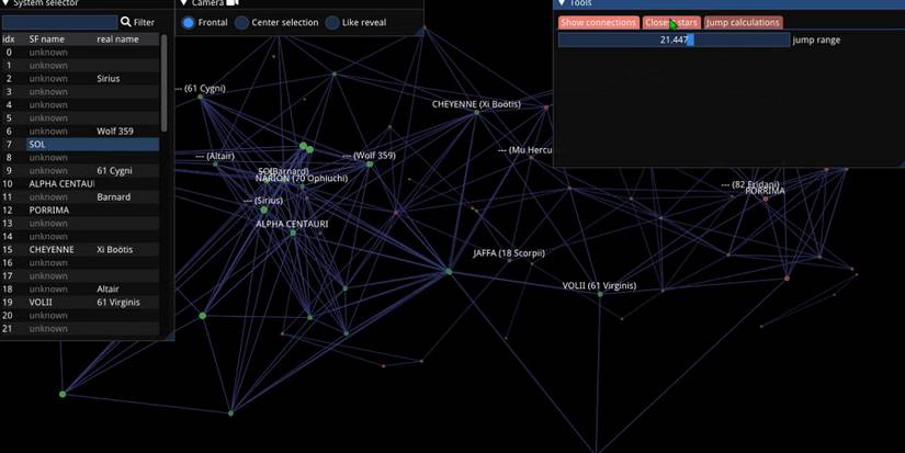 Image showing a reverse engineered star map system from Starfield.