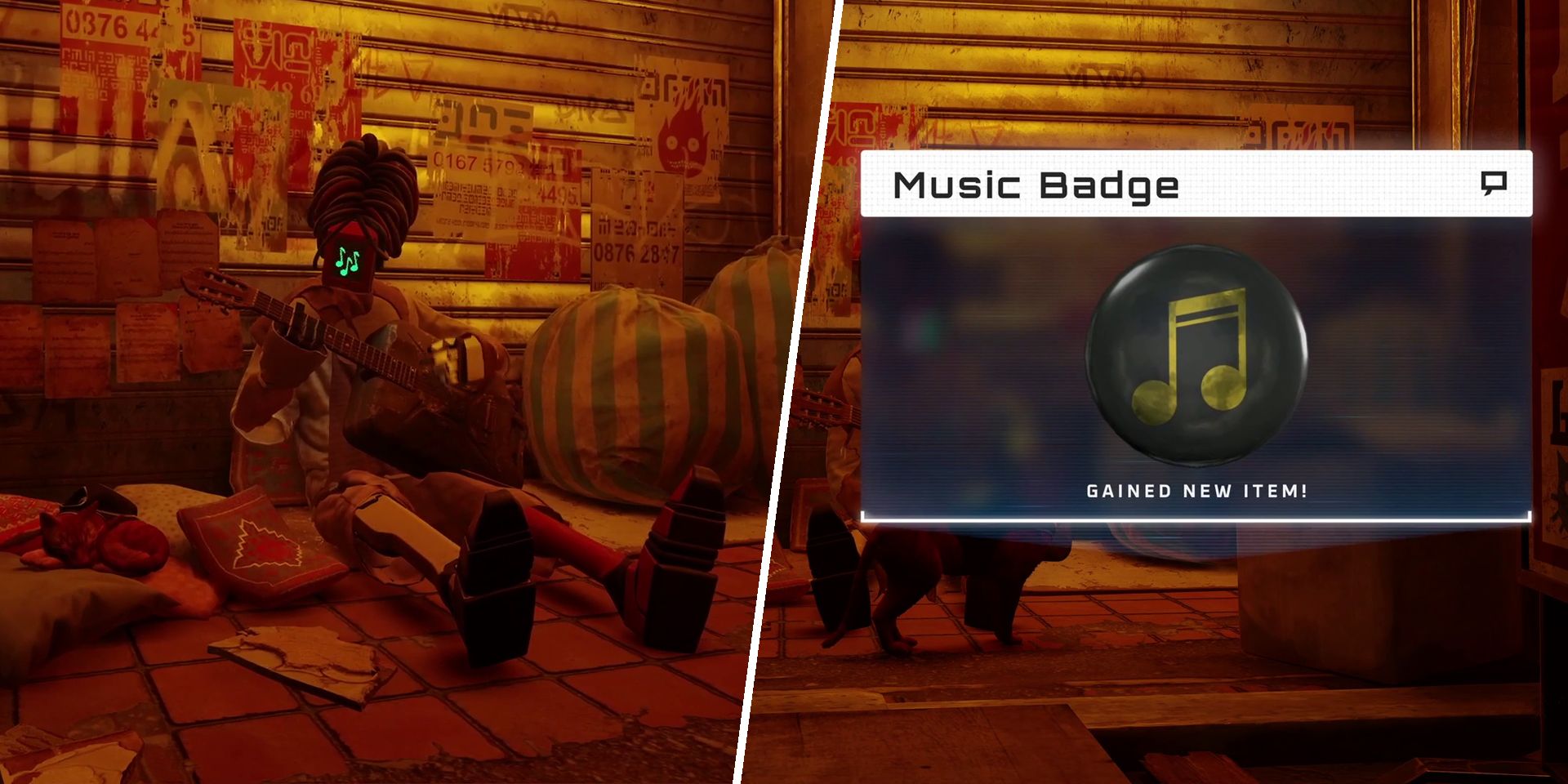 Unlocking the Music Badge after find all of the sheet music in Stray