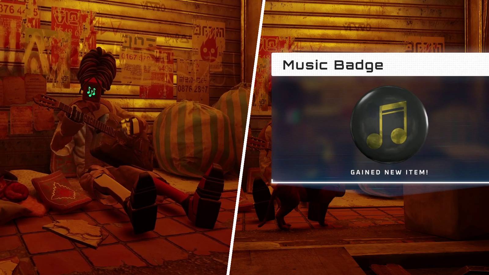 Unlocking the Music Badge after find all of the sheet music in Stray