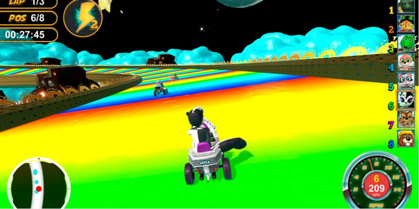 the rainbow road rip-off stage in renzo racer