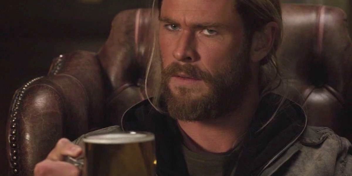 thor drinking a pint of beer