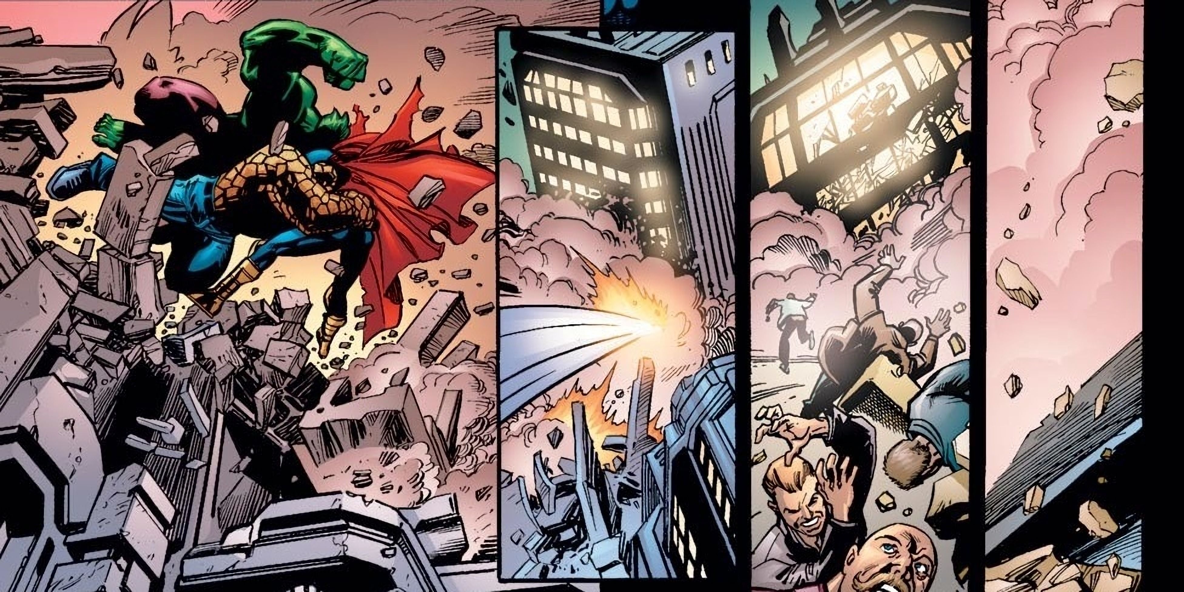 thor fighting hulk and the thing