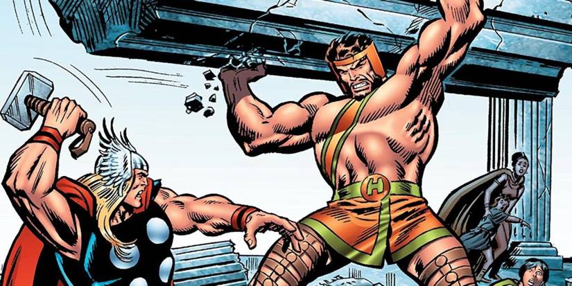 Hercules fighting Thor in Marvel Comics