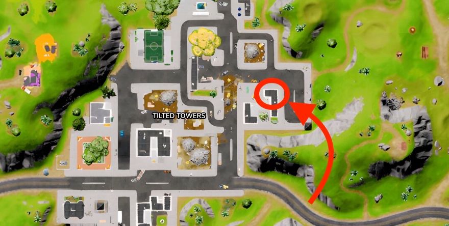 tilted towers fortnite location map mirror