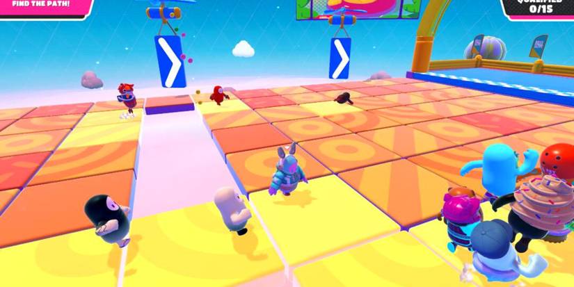 Beans Competing In The 'Tip Toe' Race In Fall Guys Ultimate Knockout