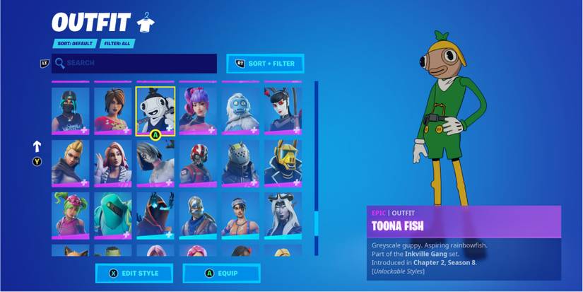 toona fish character skin looking like link from zelda in fortnite