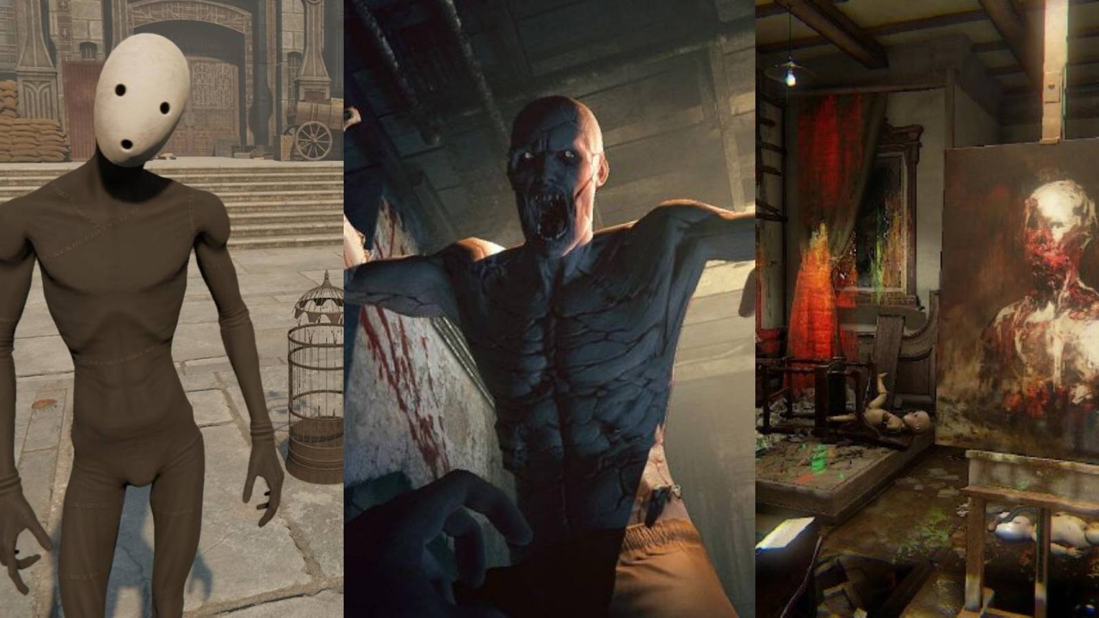 tragedian in Pathologic 2 , monster in Outlast, painting in Layers of Fear