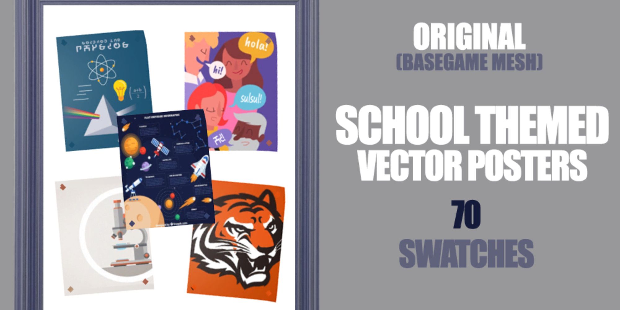 sims 4 cc posters with various school related themes