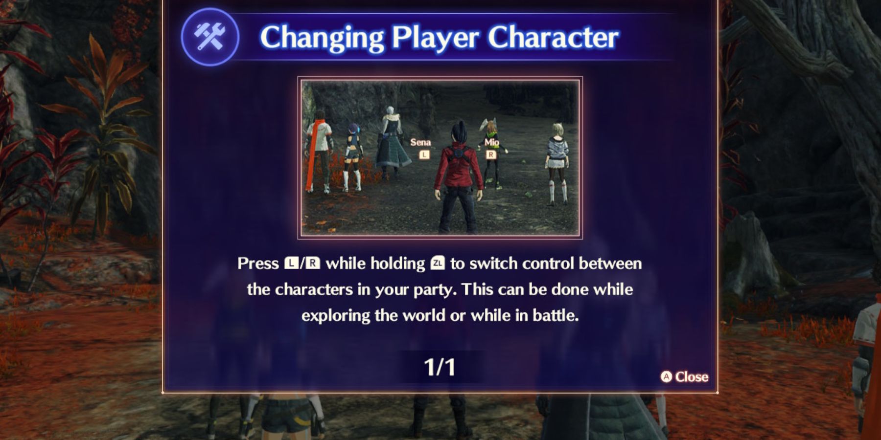 xenoblade 3 switching characters pop up instructions in-game