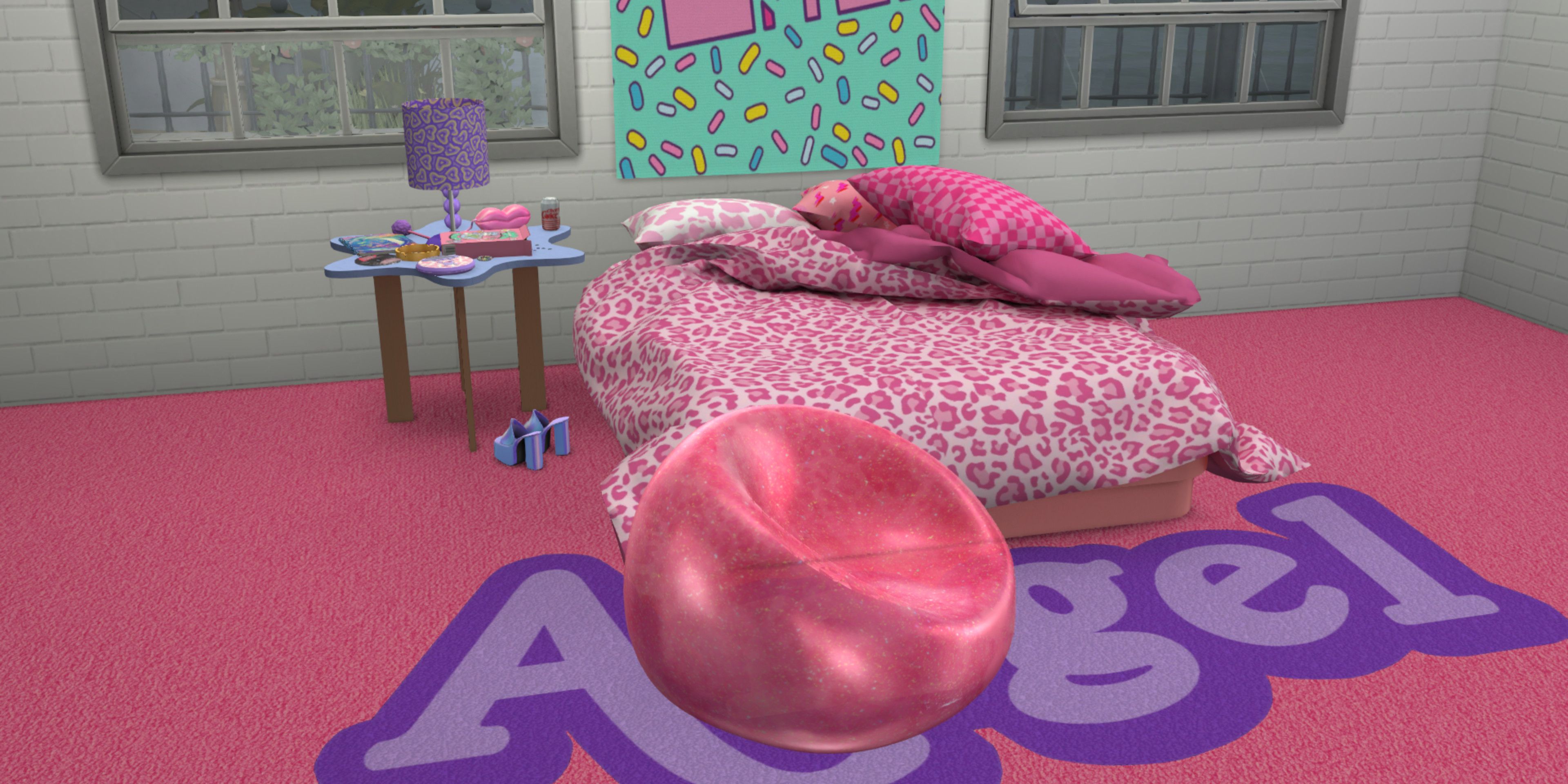 a bedroom cc set inspired by 2000s style trend