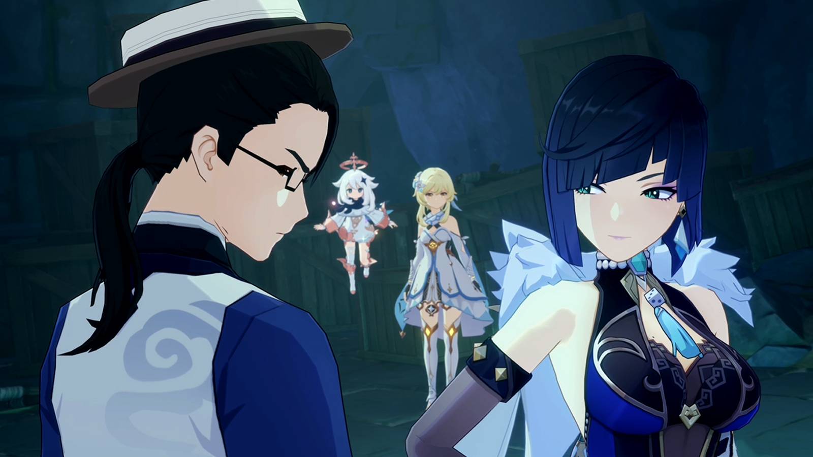 yelan looking at yhizi in genshin impact