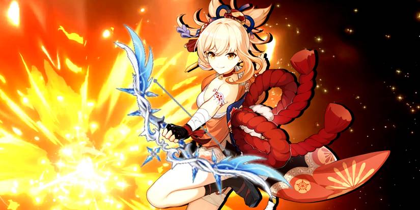 yoimiya holding polar star in genshin impact