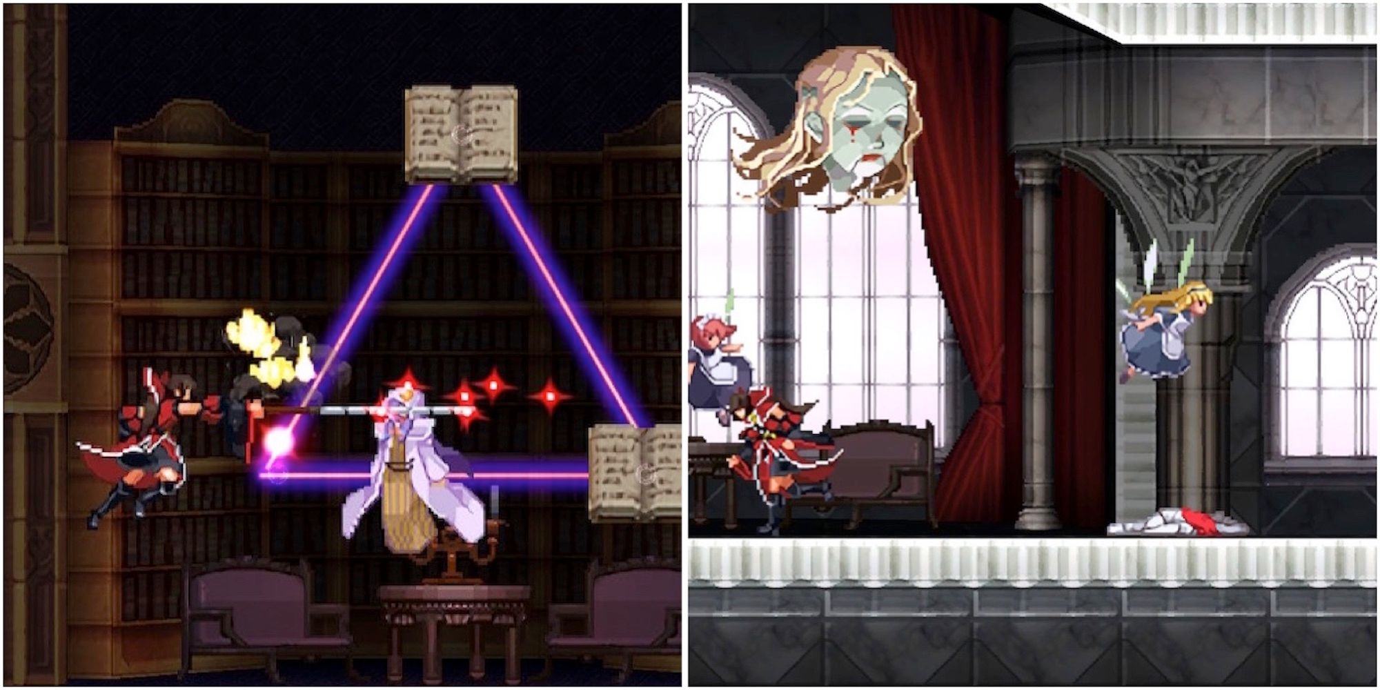 Fighting enemies in Koumajou Densetsu Scarlet Symphony