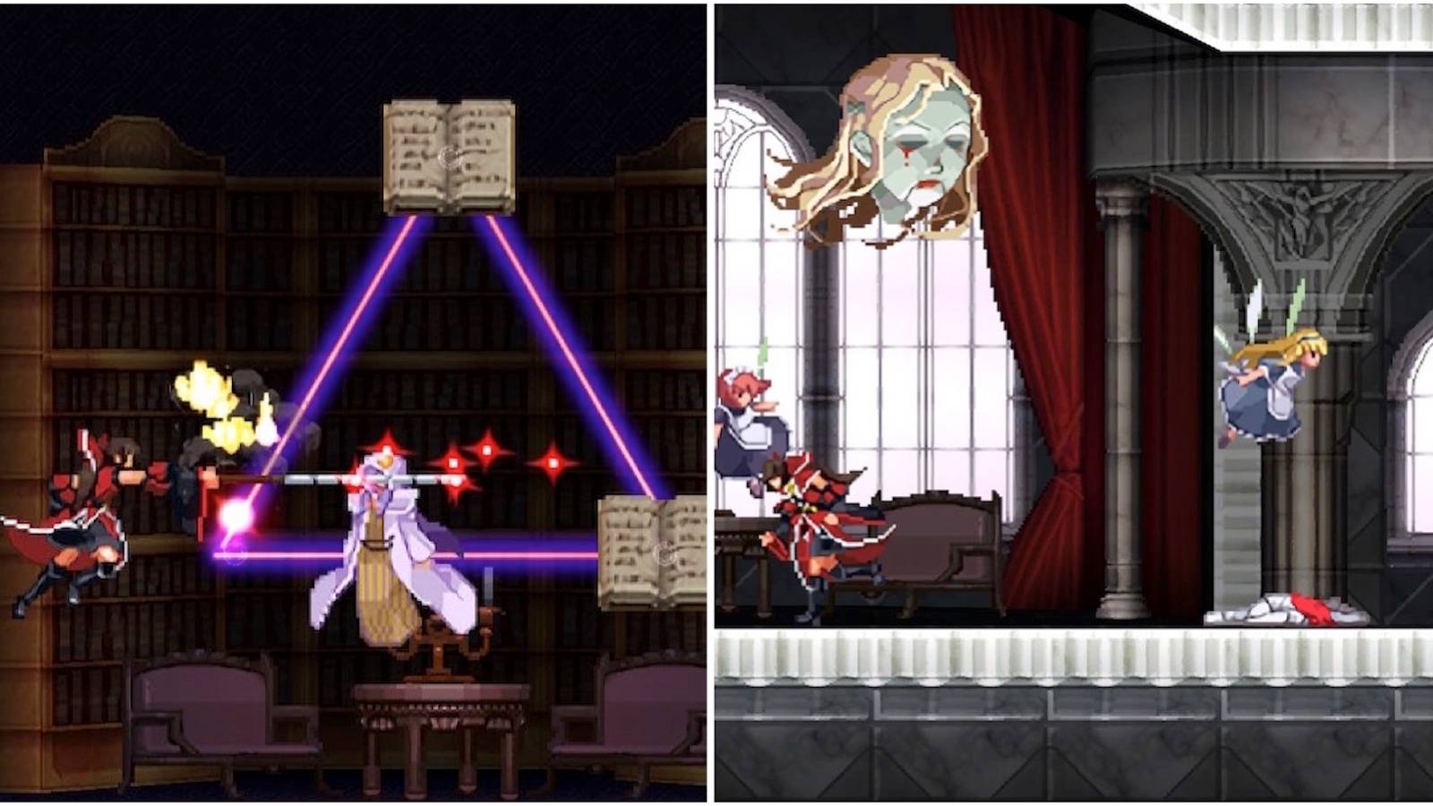 Fighting enemies in Koumajou Densetsu Scarlet Symphony