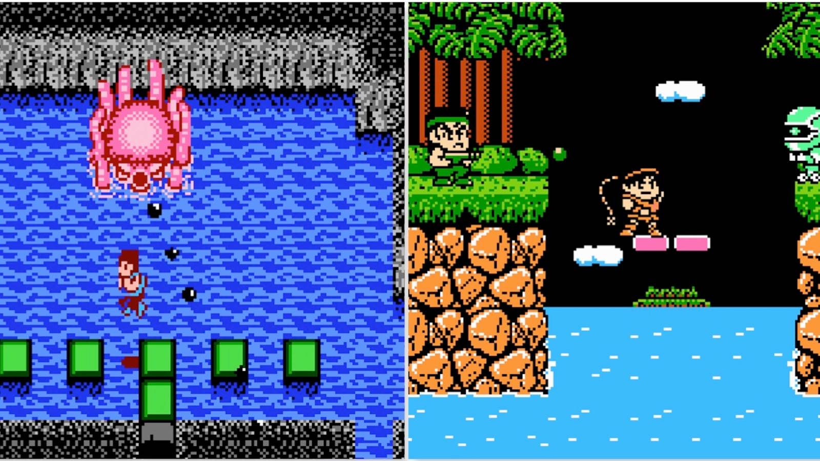 Fighting enemies in StarTropics and Konami Wai Wai World 2