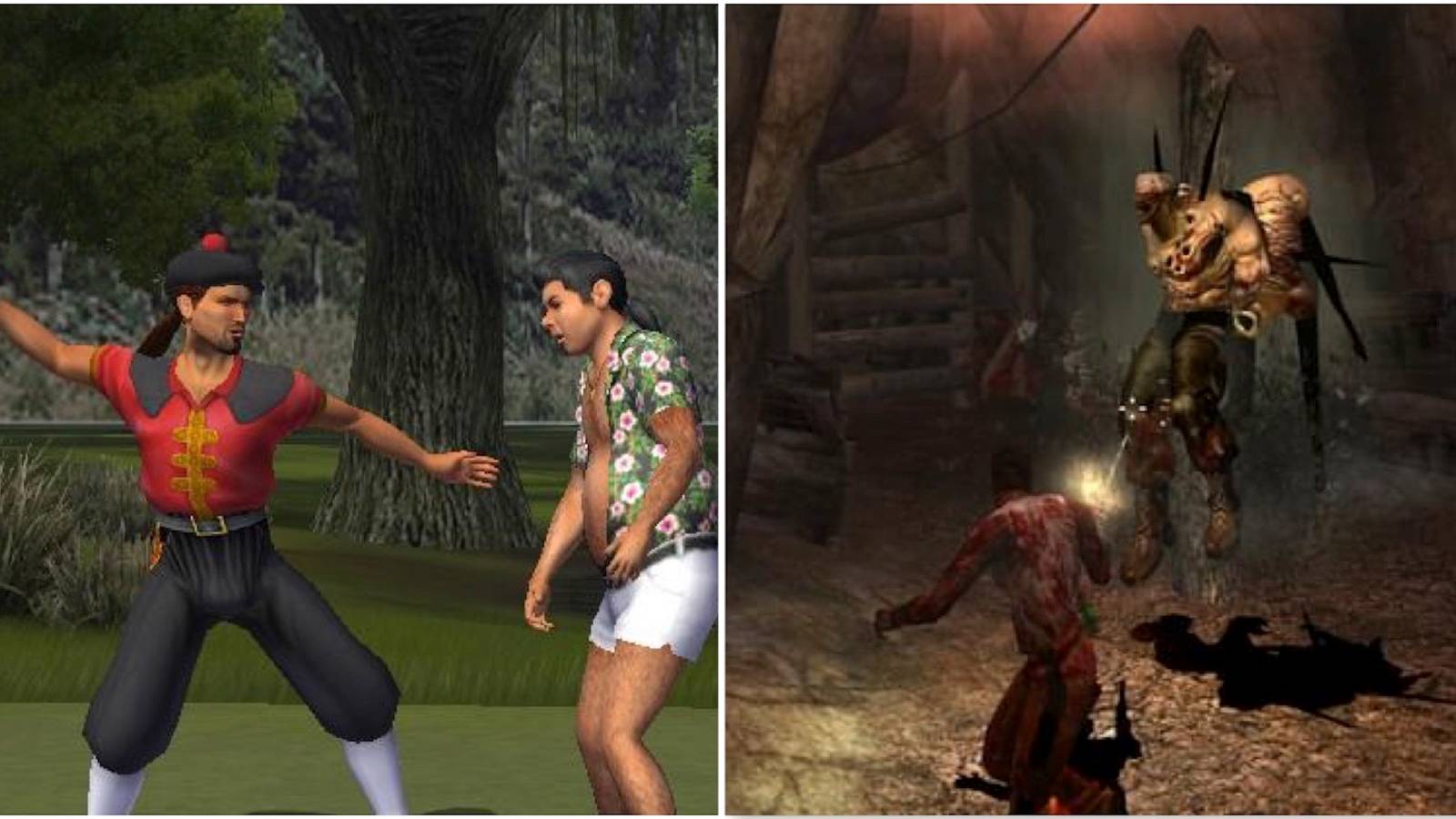 Playing a hole in Outlaw Golf 2 and fighting enemies in The Suffering